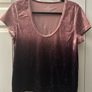 American Eagle Outfitters Velvet Ombre Pink and Black Tee